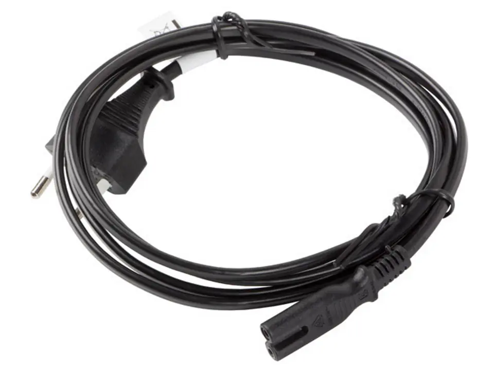 ⁨Kabel zasilający LANBERG IEC320 C7 3m. CA-C7CA-11CC-0030-BK⁩ w sklepie Wasserman.eu