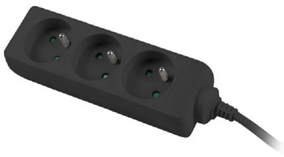 ⁨Power strip 1.5m, black, 3 sockets, cable made of solid copper⁩ at Wasserman.eu