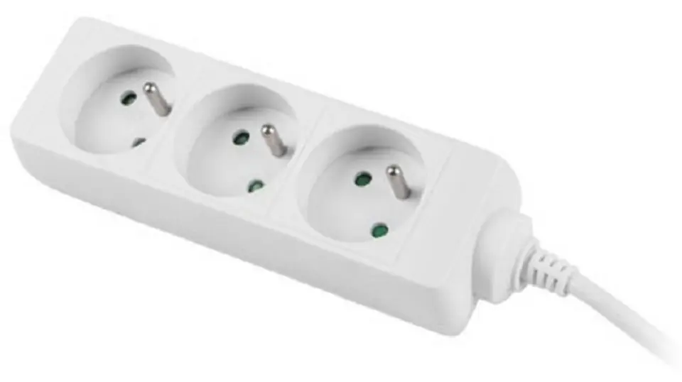 ⁨Power strip 3m, white, 3 sockets, cable made of solid copper⁩ at Wasserman.eu