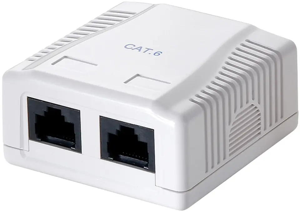 ⁨Cat.6 UTP 2xRJ45 surface-mounted socket, white⁩ at Wasserman.eu