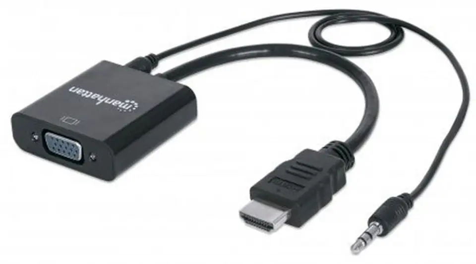 ⁨MANHATTAN HDMI (M) converter + Jack 3.5 mm - VGA (F) VGA - HDMI + 3.5 mm audio 151450⁩ at Wasserman.eu