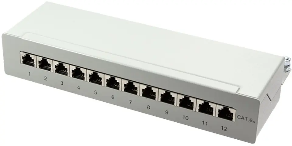 ⁨LOGILINK- Patchpanel Cat. 6A, 12-port, STP shielded, grey⁩ at Wasserman.eu