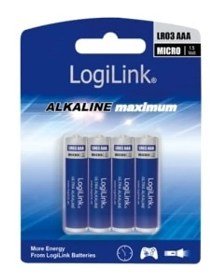 ⁨Batteries LOGILINK Alkaline AAA (LR03) 650mAh 4 pcs LR03B4⁩ at Wasserman.eu