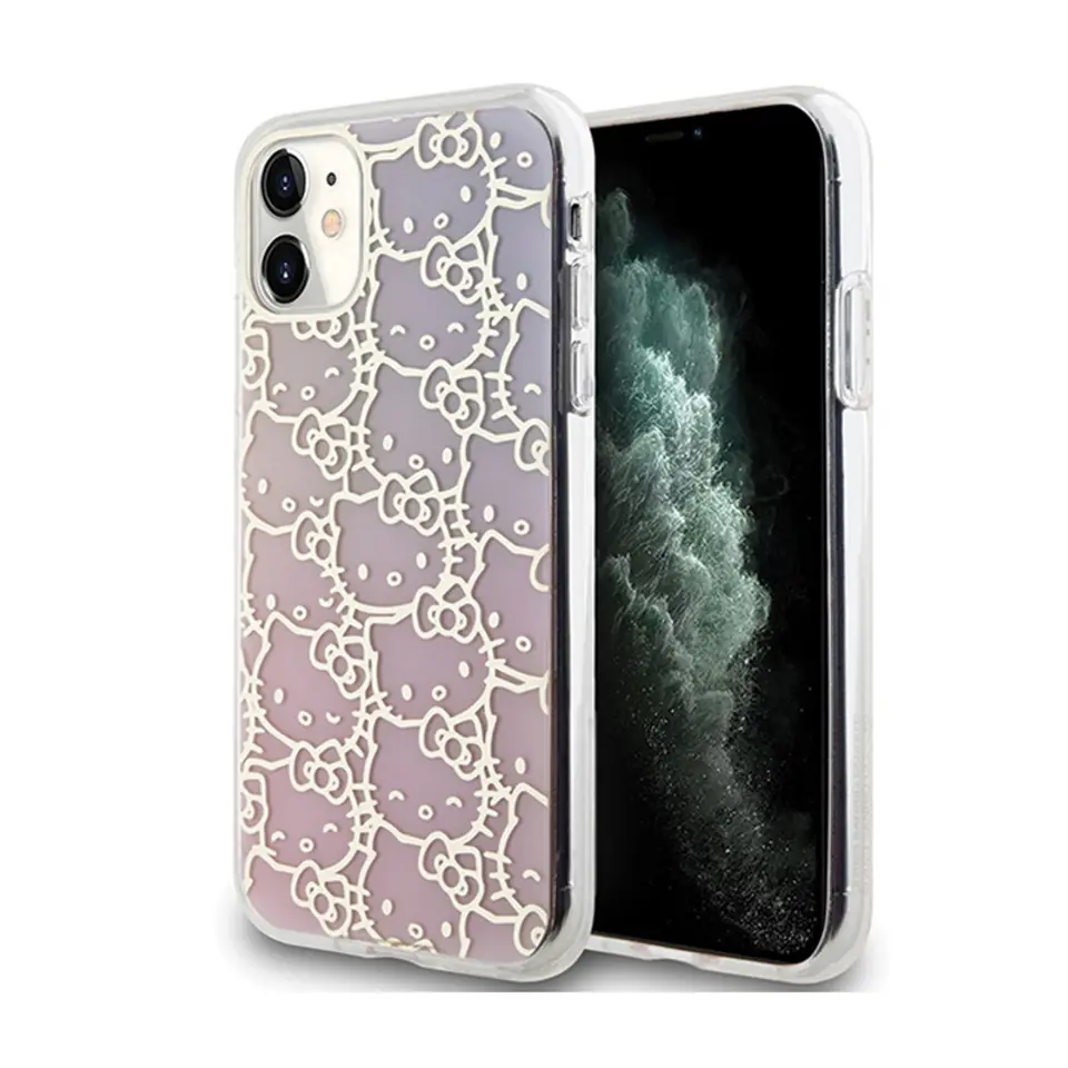 ⁨Hello Kitty IML Gradient Electrop Crowded Kitty Head - Etui iPhone 11 (różowy)⁩ w sklepie Wasserman.eu
