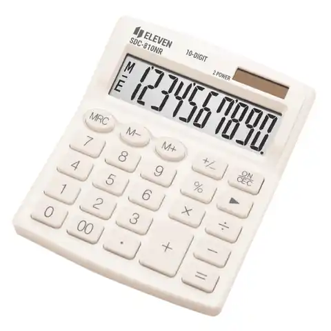 ⁨Eleven Kalkulator SDC810NRWHE, biała, biurkowy, 10 miejsc, podwójne zasilanie⁩ w sklepie Wasserman.eu