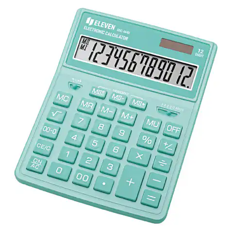 ⁨Eleven Kalkulator SDC444XRGNE, zielona, biurkowy, 12 miejsc, podwójne zasilanie⁩ w sklepie Wasserman.eu