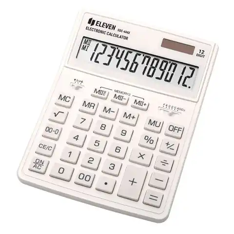 ⁨Eleven Kalkulator SDC444XRWHE, biała, biurkowy, 12 miejsc, podwójne zasilanie⁩ w sklepie Wasserman.eu