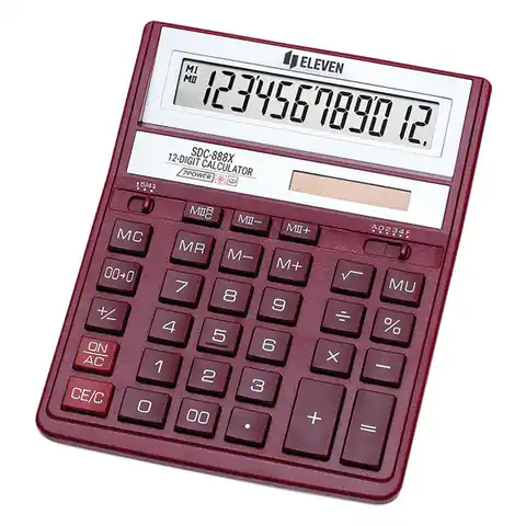 ⁨Eleven Kalkulator SDC888XRD, czerwona, biurkowy, 12 miejsc⁩ w sklepie Wasserman.eu