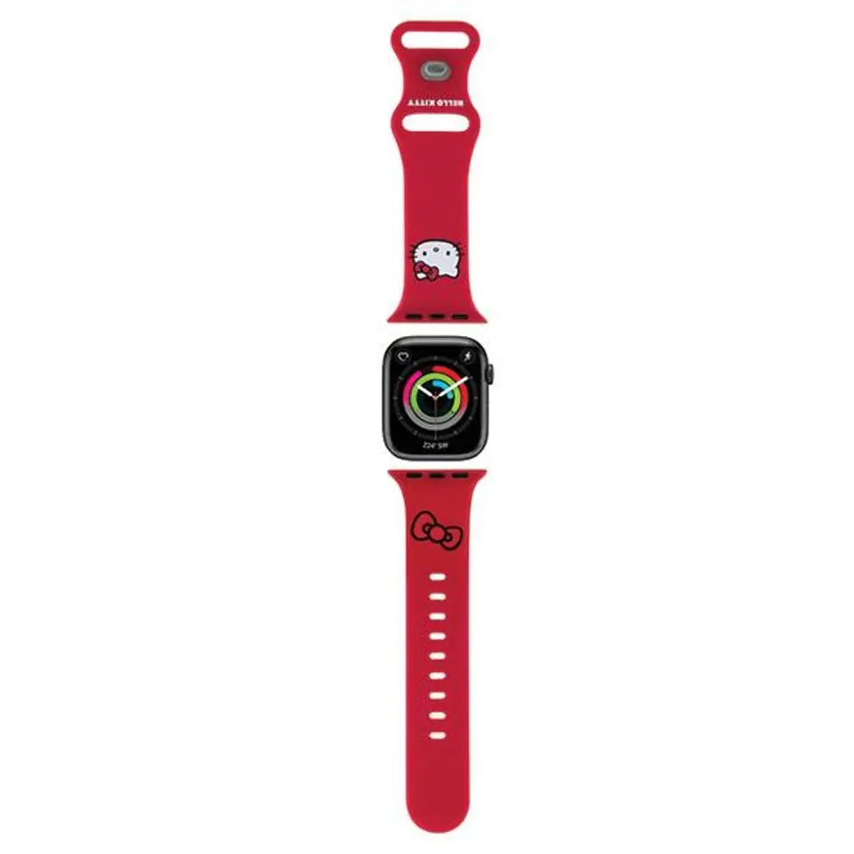 ⁨Hello Kitty Pasek HKAWMSCHBLR Apple Watch 38/40/41mm czerwony/red strap Silicone Kitty Head⁩ w sklepie Wasserman.eu