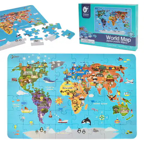 ⁨CLASSIC WORLD Puzzle Mapa Świata Kontynenty 48 el.⁩ w sklepie Wasserman.eu