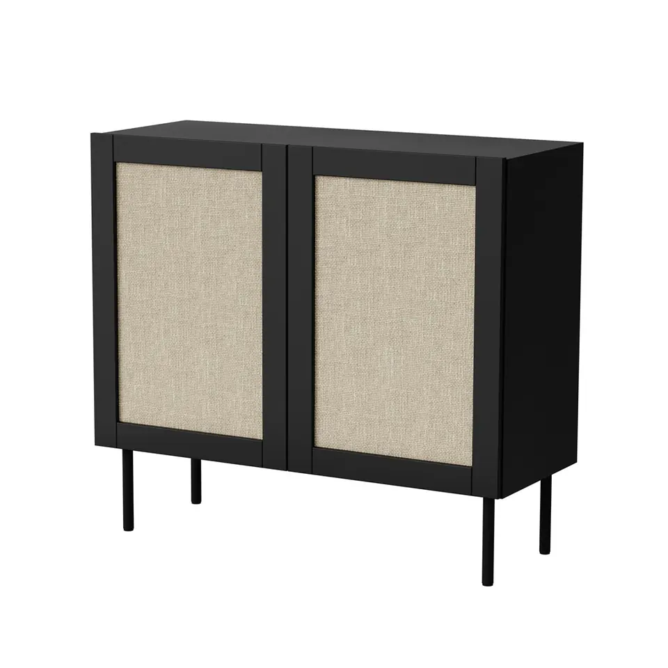 Komoda JUTA 2D 100x39,5x90 czarny + linol calabria w sklepie Wasserman.eu