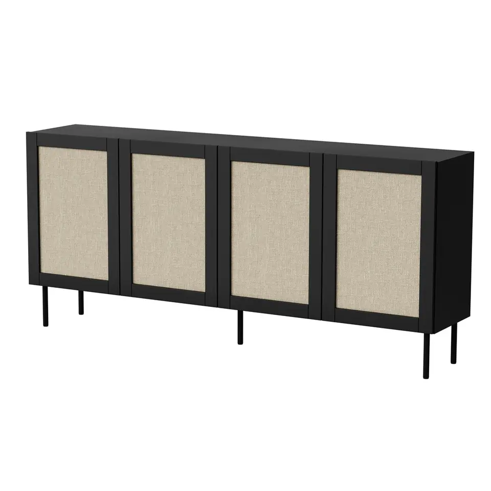 Komoda JUTA 4D 202x39,5x85 czarny + linol calabria w sklepie Wasserman.eu