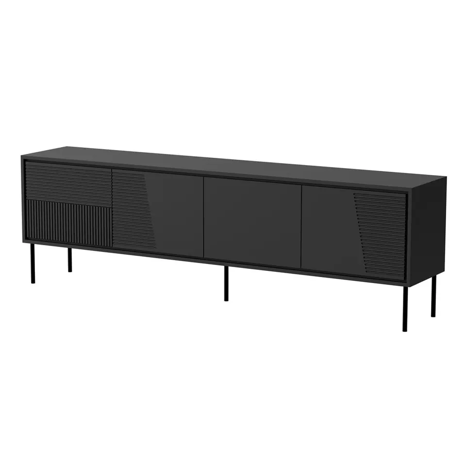 ⁨RTV cabinet ABI 4D 200x38x62 black matt⁩ at Wasserman.eu