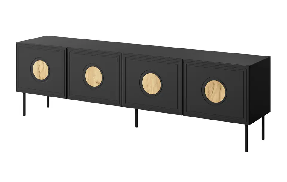 ⁨RTV cabinet PALAZZO 200x42x60 black + oak craft⁩ at Wasserman.eu