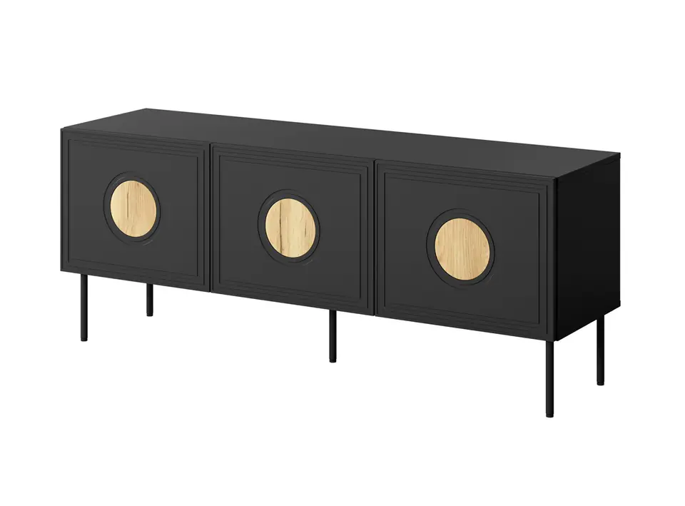 ⁨RTV cabinet PALAZZO 150x42x60 black + oak craft⁩ at Wasserman.eu