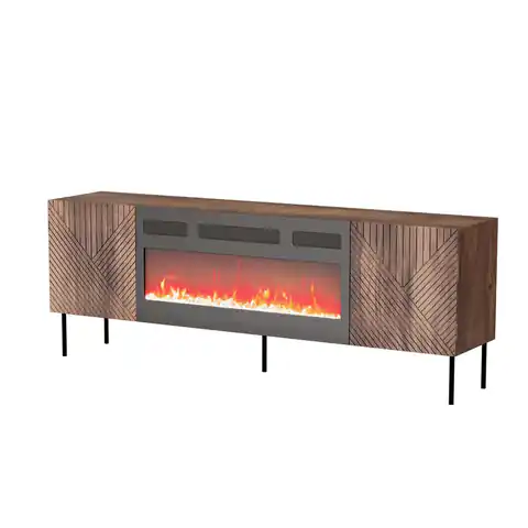 ⁨ART DECO EF RTV cabinet + fireplace 190.5x40x68.9 walnut⁩ at Wasserman.eu