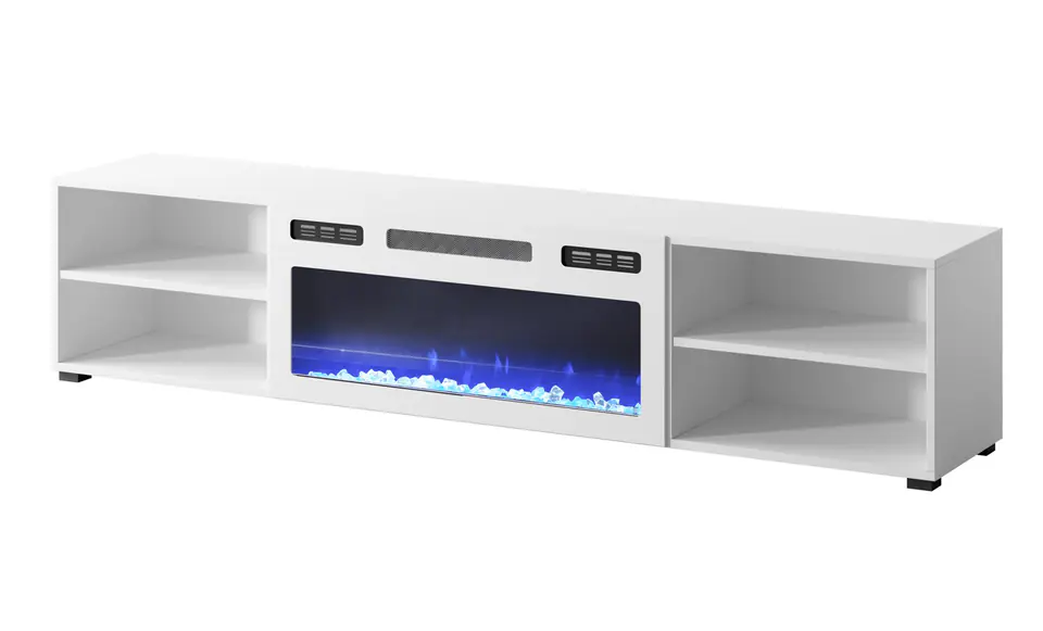 ⁨RTV cabinet POLO 180x33x39 white + fireplace white⁩ at Wasserman.eu