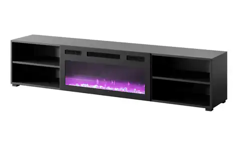 ⁨RTV cabinet POLO 180x33x39 black + fireplace black⁩ at Wasserman.eu