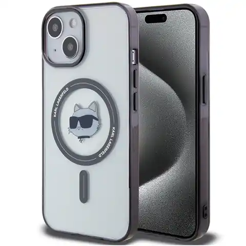 ⁨Karl Lagerfeld KLHMP15MHCHNOTK iPhone 15 Plus / 14 Plus 6.7" transparent hardcase IML Choupette`s Head MagSafe⁩ w sklepie Wasserman.eu