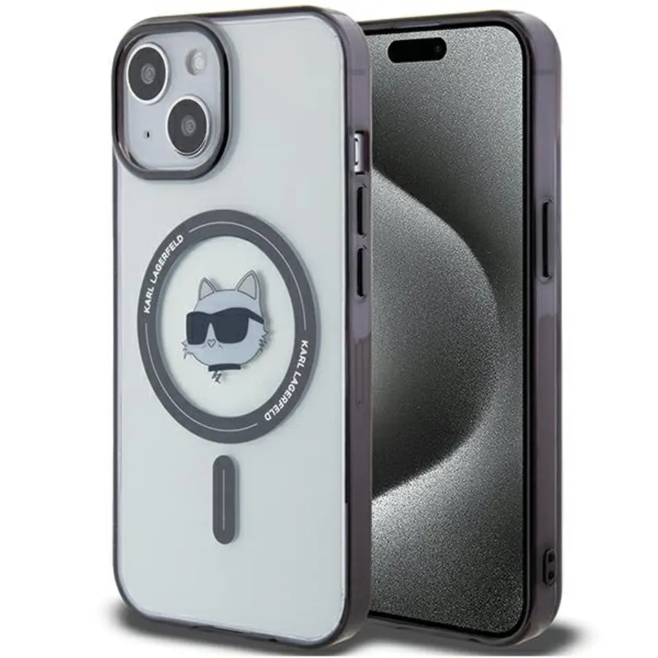 ⁨Karl Lagerfeld KLHMP15SHCHNOTK iPhone 15 / 14 / 13 6.1" transparent hardcase IML Choupette`s Head MagSafe⁩ w sklepie Wasserman.eu