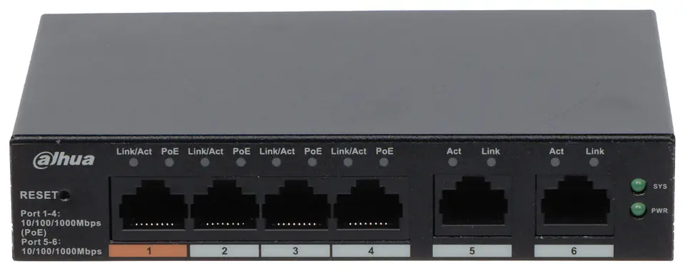 ⁨SWITCH POE CS4006-4GT-60 4-PORTOWY DAHUA⁩ w sklepie Wasserman.eu