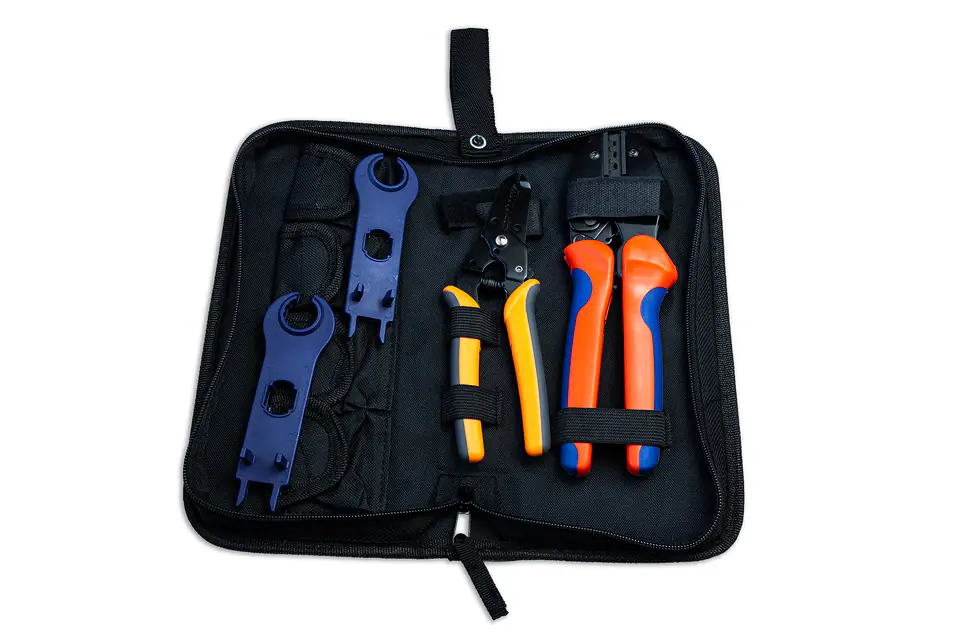 ⁨MC-4 Connector Tool Kit (Crimper, Wire Stripper, Wrenches)⁩ at Wasserman.eu