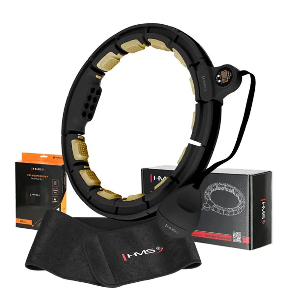 ⁨MAGNETIC HULA HOOP SET BLACK/GOLD HHM13 WITH HMS COUNTER + SLIMMING BELT BR163 BLACK⁩ at Wasserman.eu