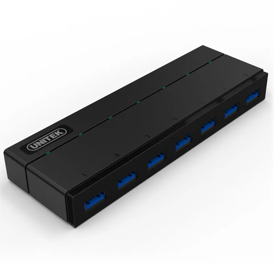 ⁨UNITEK HUB USB-A + DC Y-3184; 7x USB 3.2 Gen 1 (3.1 Gen 1) Type-A⁩ at Wasserman.eu