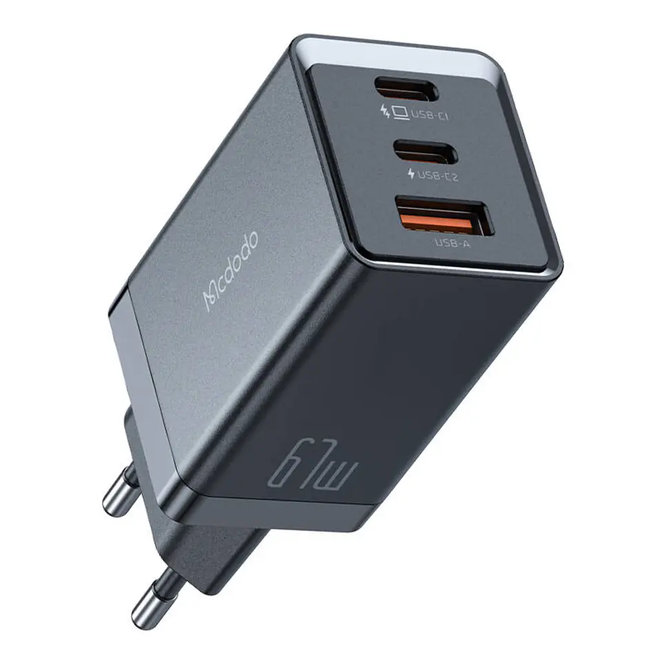 ⁨Ładowarka sieciowa GaN Mcdodo CH-1541, 2x USB-C, 1x USB, 67W (czarna)⁩ w sklepie Wasserman.eu