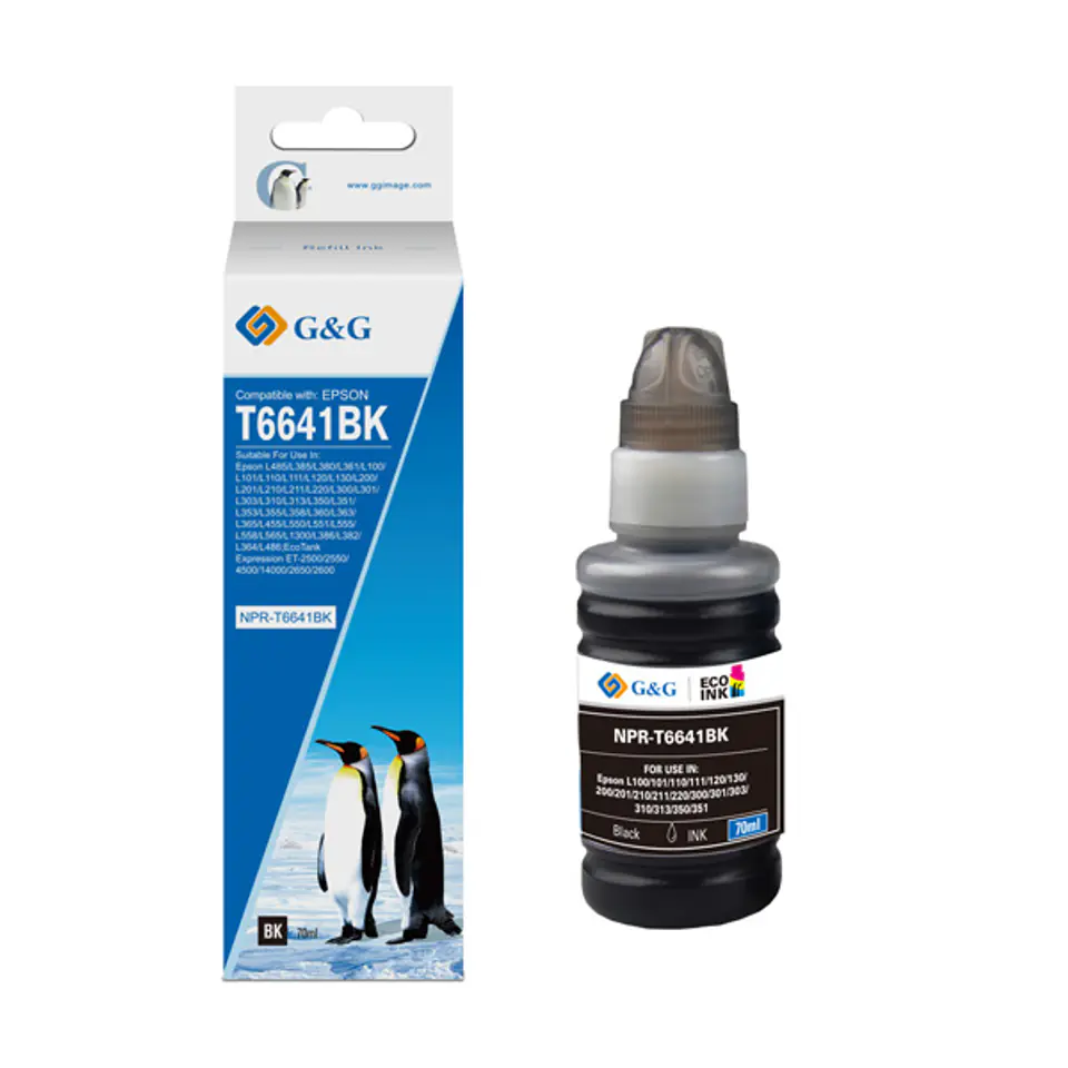 ⁨G&G kompatybilny ink / tusz z C13T66414A, NPR-T6641BK-70ml-D, black⁩ w sklepie Wasserman.eu