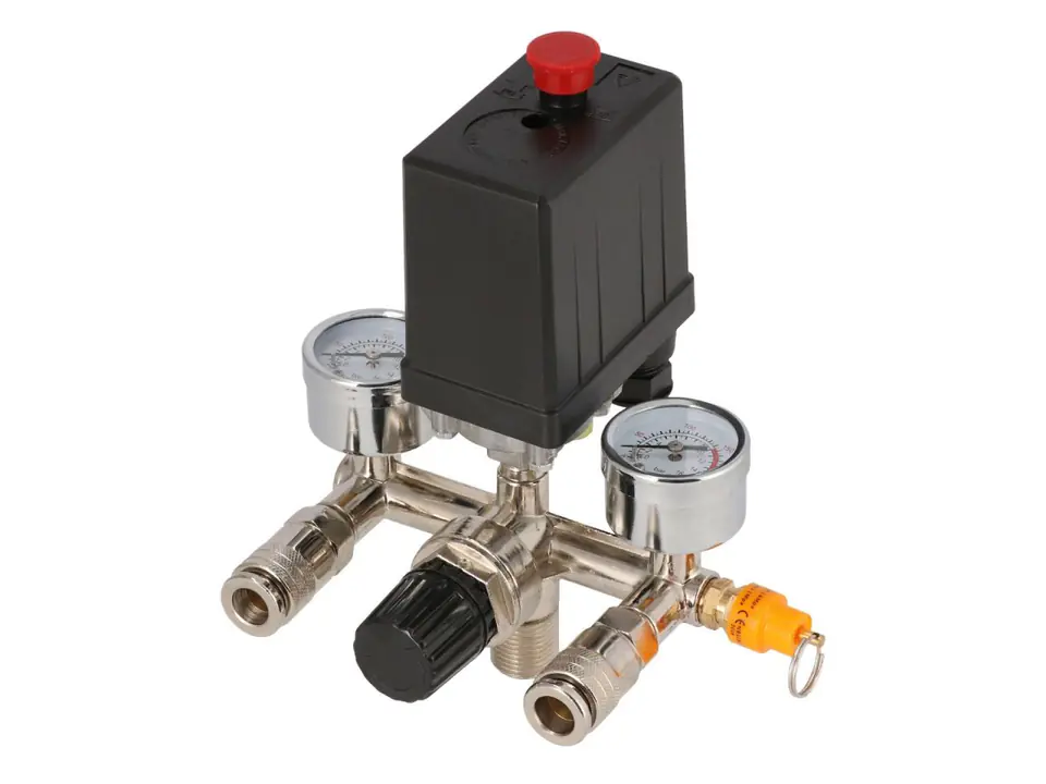 ⁨REDUKTOR+WŁĄCZNIK CIŚNIENIOWY+2 ZŁĄCZA 230V 10 BAR⁩ w sklepie Wasserman.eu