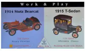 ⁨Model plastikowy - Samochody Work & Play - 1915 Ford T-Sedan / 1914 Stutz Bearcat - Glencoe Models⁩ w sklepie Wasserman.eu