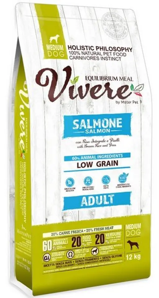 ⁨Vivere Dog Medium Adult Salmon 12kg Karma Monobiałkowa z Łososiem⁩ w sklepie Wasserman.eu