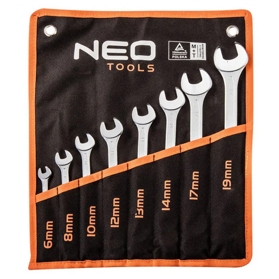 ⁨Klucze płasko-oczkowe09-751, zestaw 8 szt, 6-19 mm, NEO TOOLS⁩ w sklepie Wasserman.eu