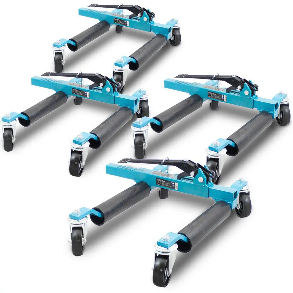 ⁨Komplet wózków manewrowych 4szt z podnośnikiem mechanicznym do 560kg/szt⁩ w sklepie Wasserman.eu
