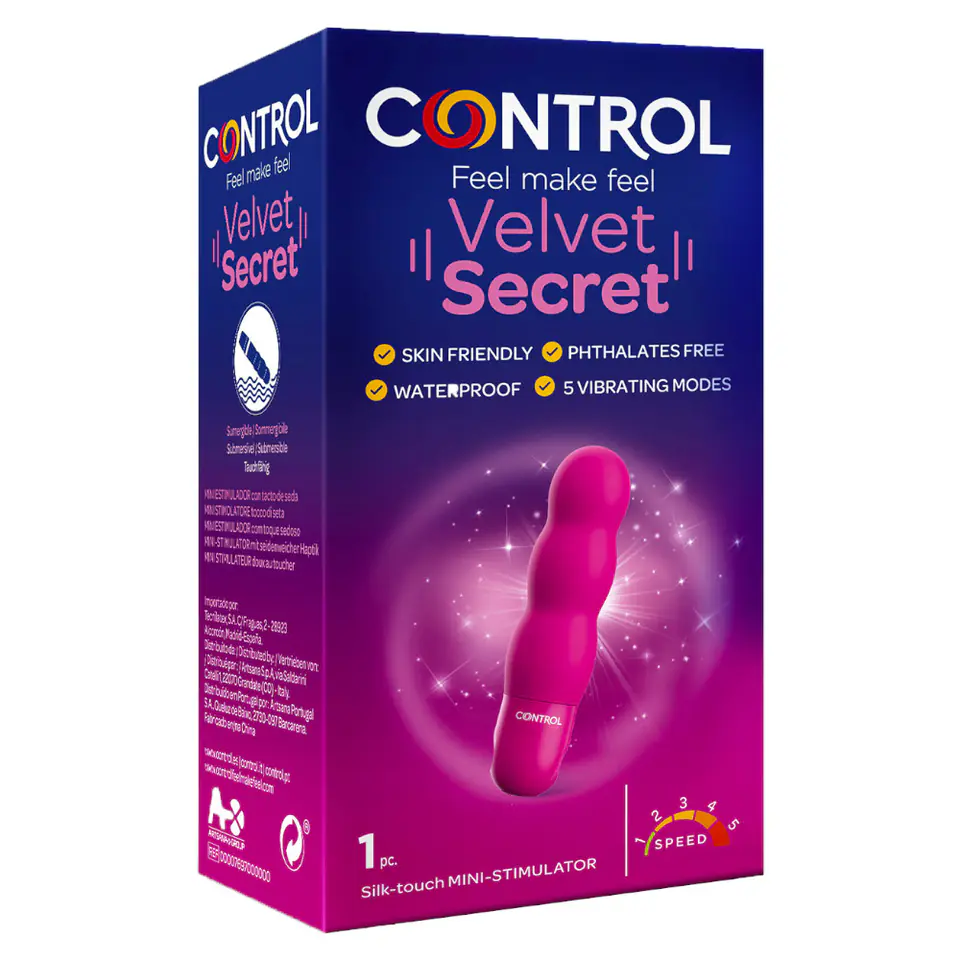⁨Control Velvet Secret ministymulator do stref intymnych o ergonomicznym kształcie⁩ w sklepie Wasserman.eu