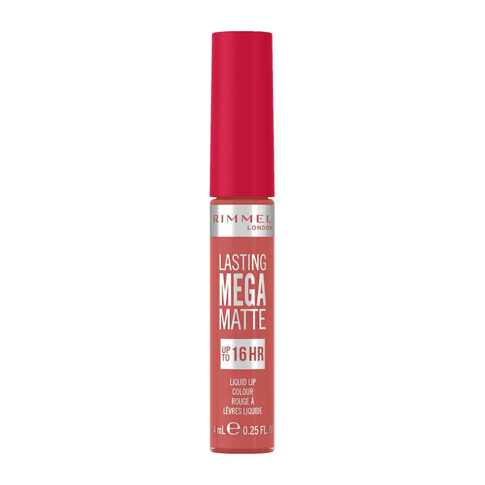 ⁨Rimmel Lasting Mega Matte długotrwała matowa pomadka w płynie do ust 600 Coral Sass 7.4ml⁩ w sklepie Wasserman.eu