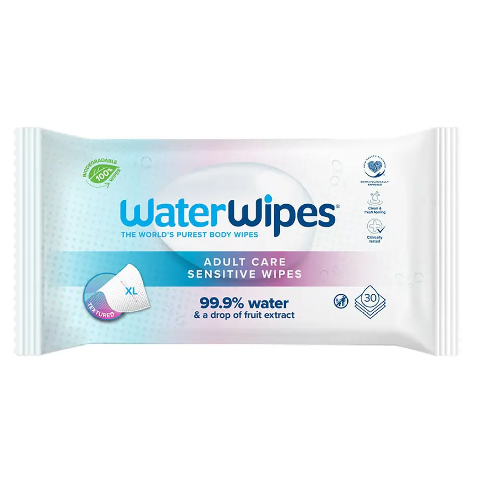 ⁨WaterWipes BIO Adult Care Sensitive Wipes chusteczki nawilżane wodne XL 30szt.⁩ w sklepie Wasserman.eu