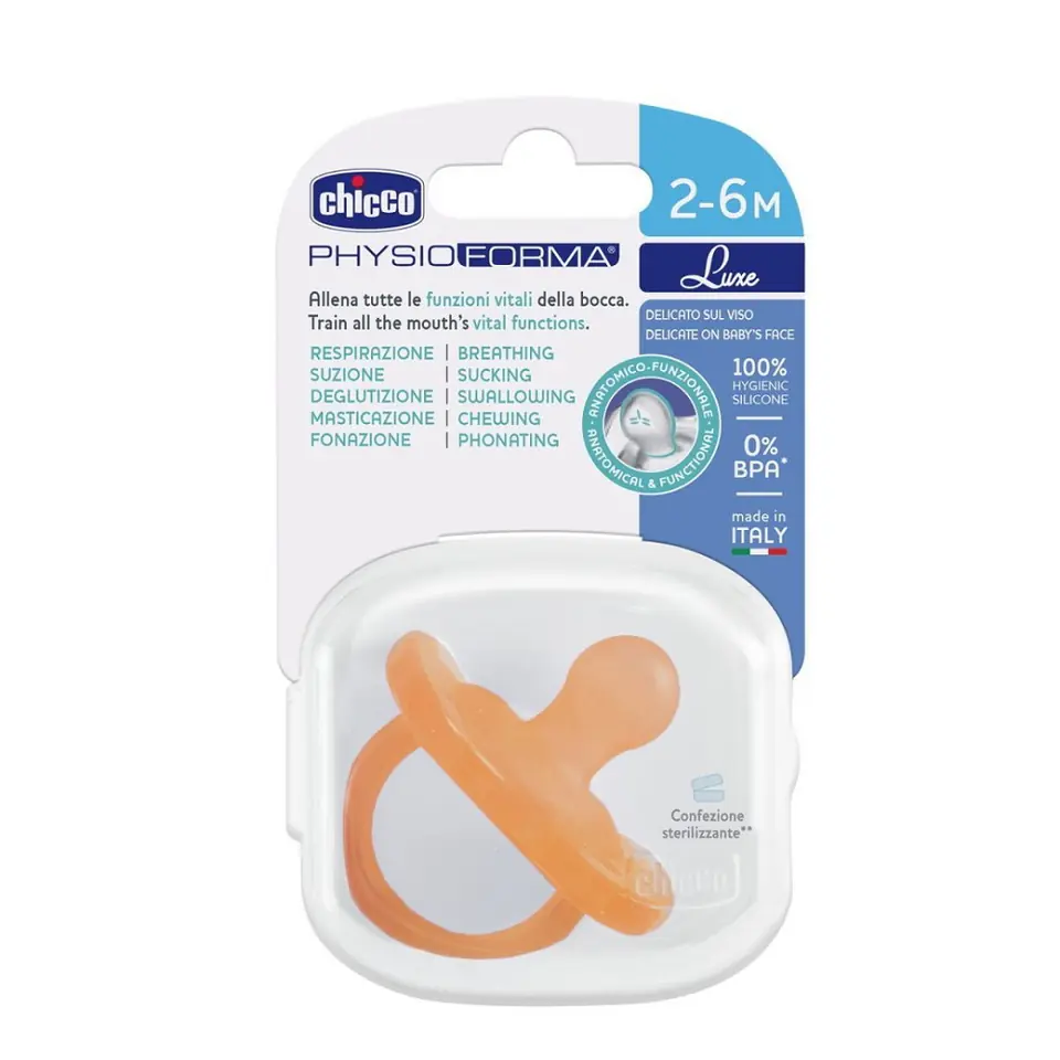 Chicco PhysioForma Luxe smoczek silikonowy uspokajający 2-6m Pomarańczowy w sklepie Wasserman.eu