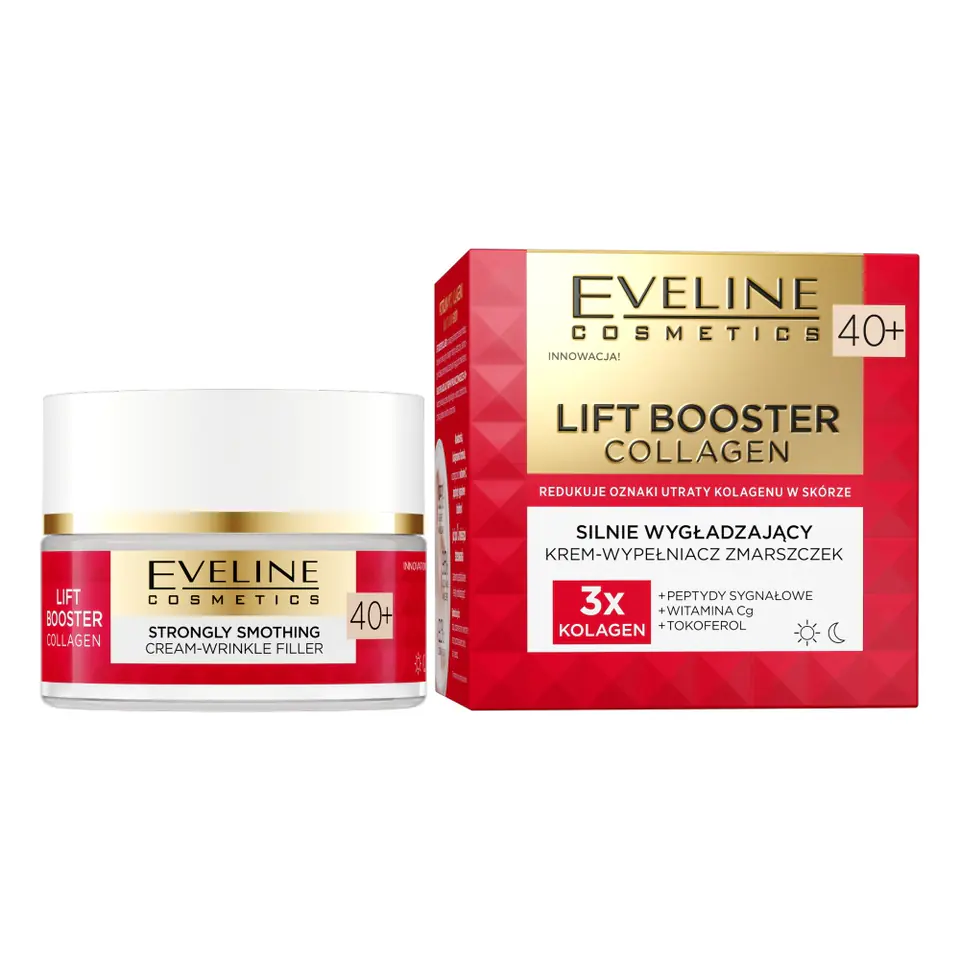 ⁨Eveline Cosmetics Lift Booster Collagen silnie wygładzający krem-wypełniacz zmarszczek 40+ 50ml⁩ w sklepie Wasserman.eu