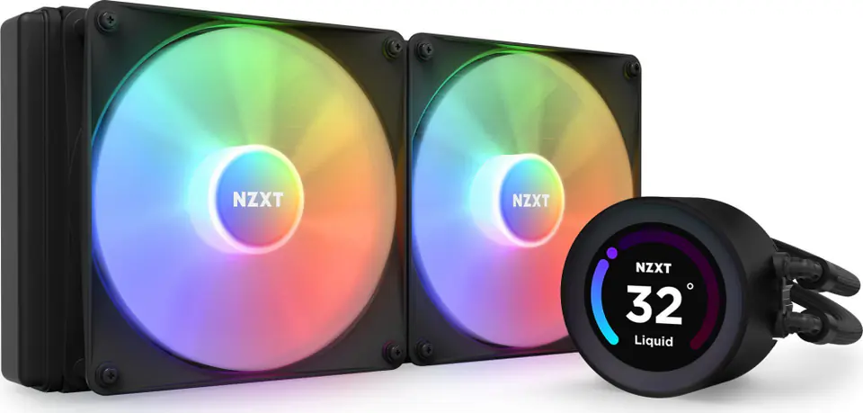 ⁨NZXT Kraken Elite 280 RGB Processor All-in-one liquid cooler 14 cm Black 1 pc(s)⁩ at Wasserman.eu