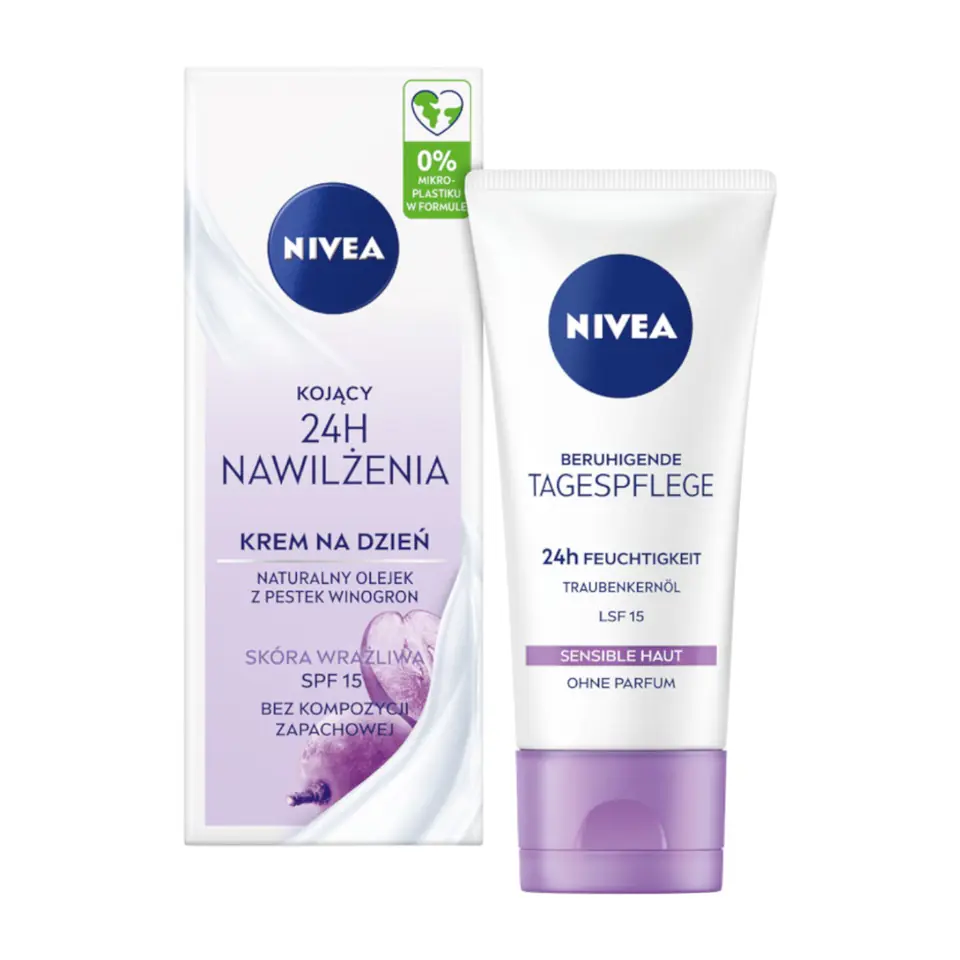 ⁨Nivea 24H Nawilżenia kojący krem na dzień SPF15 50ml⁩ w sklepie Wasserman.eu