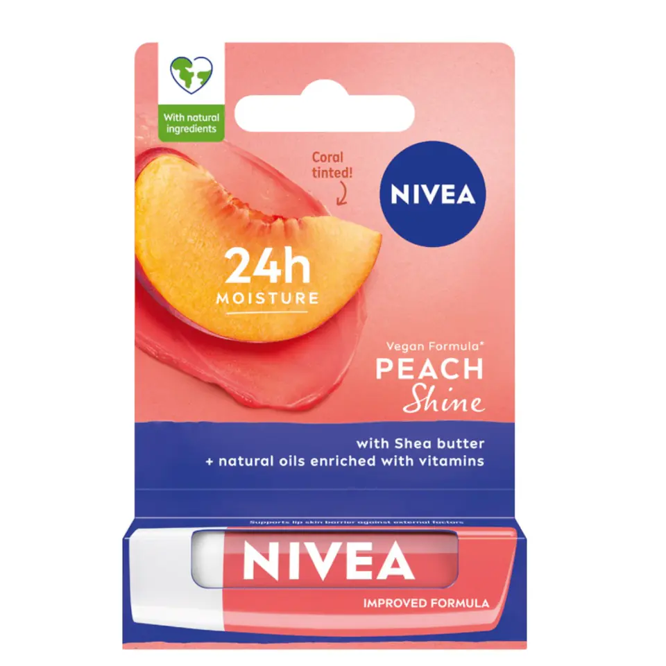 ⁨Nivea Pielęgnująca pomadka do ust Peach Shine 4.8g⁩ w sklepie Wasserman.eu