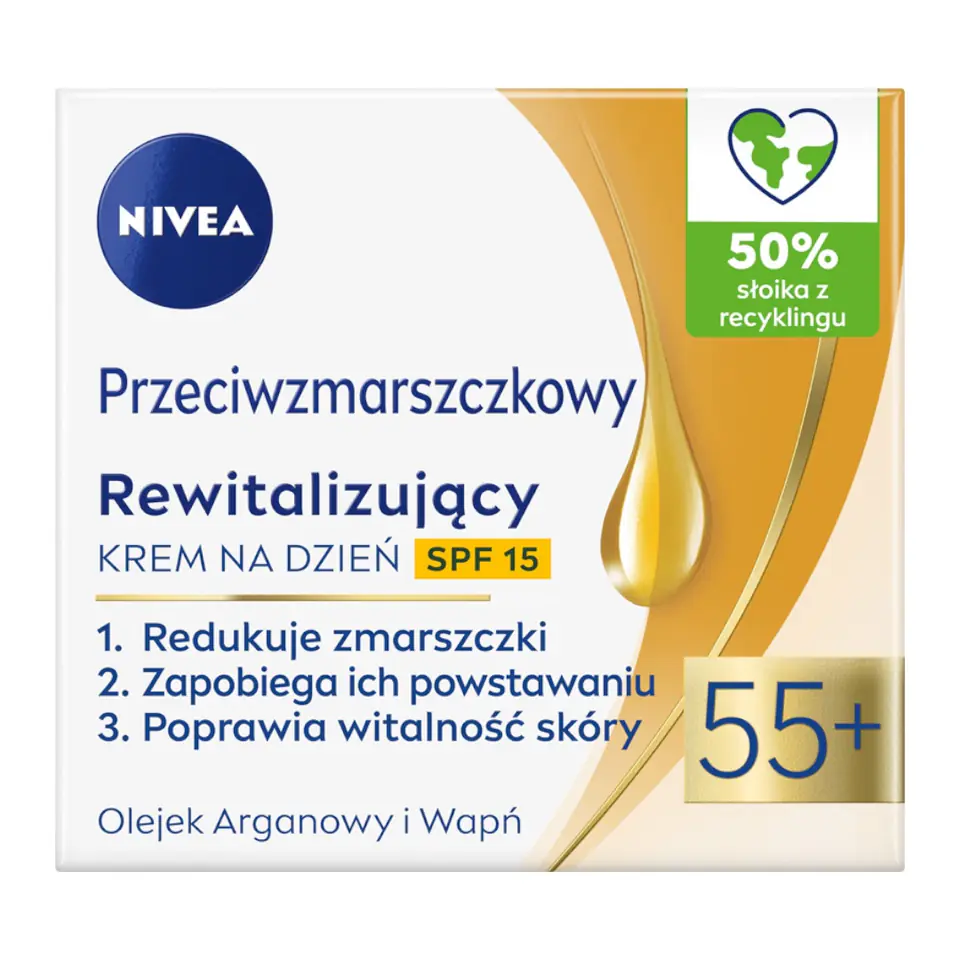 ⁨Nivea Przeciwzmarszczkowy + Rewitalizujący krem na dzień SPF15 55+ 50ml⁩ w sklepie Wasserman.eu