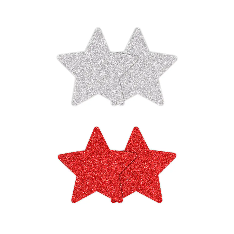 NS Novelties Pretty Pasties nakładki na biust Glitter Stars Red/Silver 2 pary w sklepie Wasserman.eu