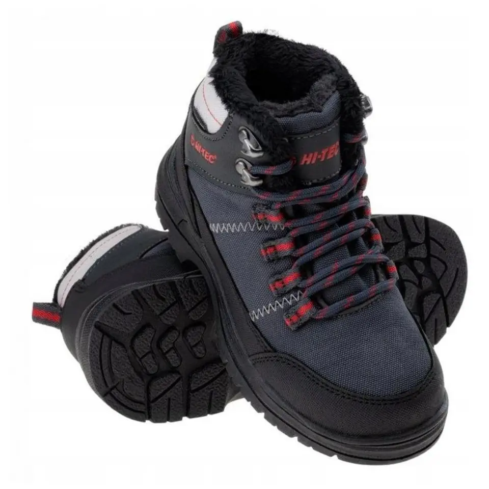 ⁨Buty Hi-tec Lusari Mid Wp Jr (kolor Czarny. Czerwony. Szary/Srebrny, rozmiar 35)⁩ w sklepie Wasserman.eu