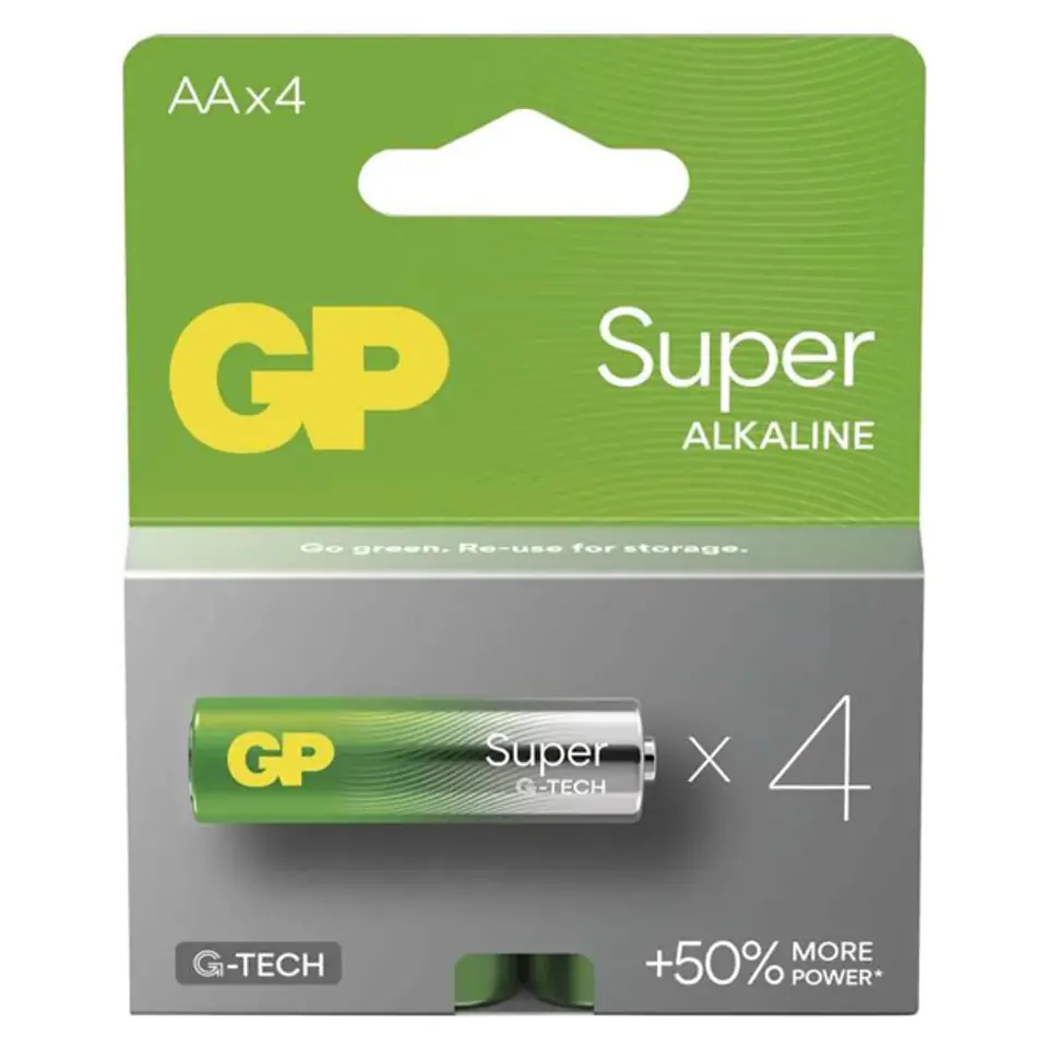 ⁨Bateria alkaliczna, AA, 1.5V, GP, blistr, 4-pack, SUPER⁩ w sklepie Wasserman.eu
