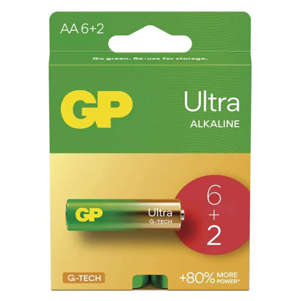 ⁨Bateria alkaliczna, AA (LR6), AA, 1.5V, GP, blistr, 8-pack, ULTRA⁩ w sklepie Wasserman.eu