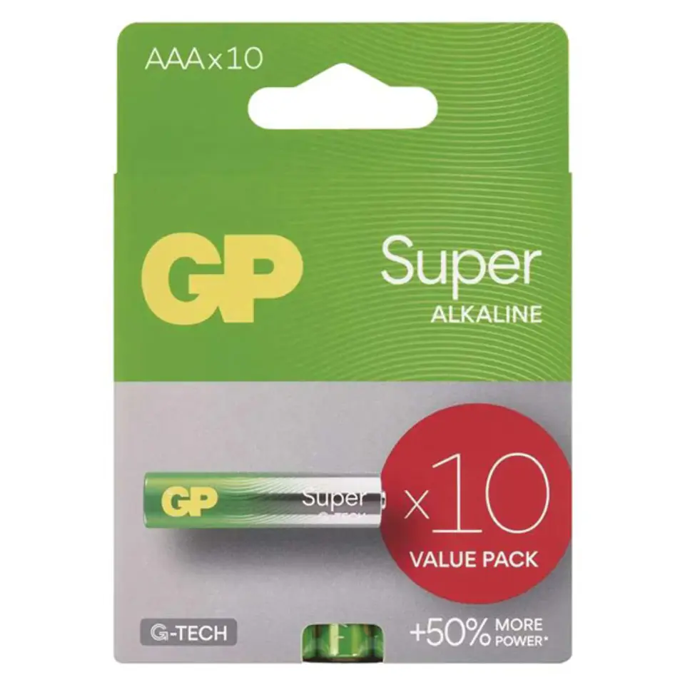 Bateria alkaliczna, AAA (LR03), AAA, 1.5V, GP, blistr, 10-pack, SUPER w sklepie Wasserman.eu
