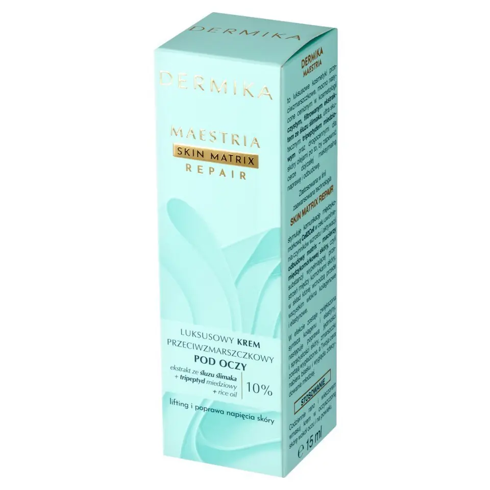 ⁨DERMIKA Maestria Skin Matrix Repair Luksusowy Krem przeciwzmarszczkowy pod oczy z ekstraktem ze śluzu ślimaka (10%) 15ml⁩ w sklepie Wasserman.eu